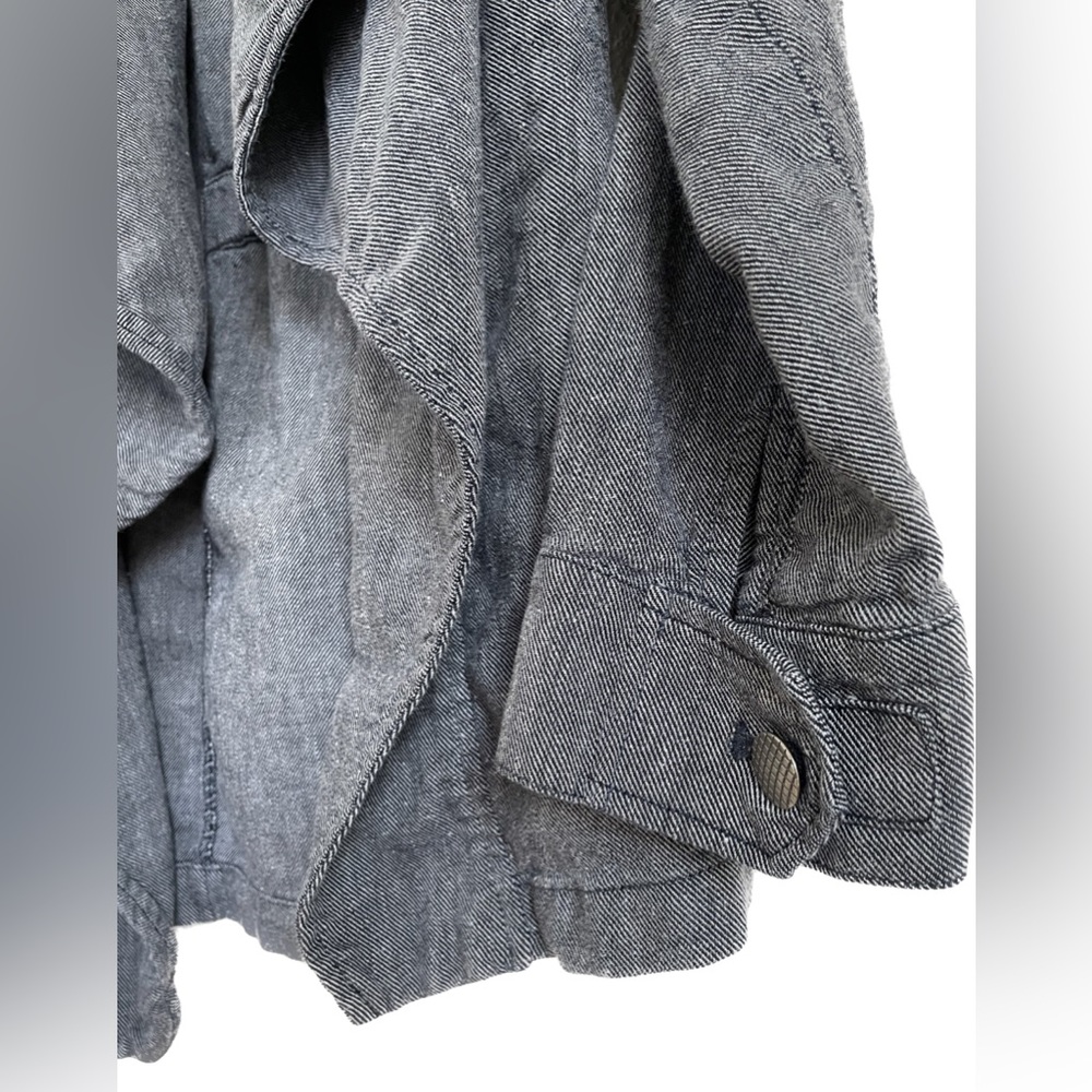 NYDJ Blue Women's Size M Cotton Cascade Draped Jacket Long Sleeve - Picture 4 of 8